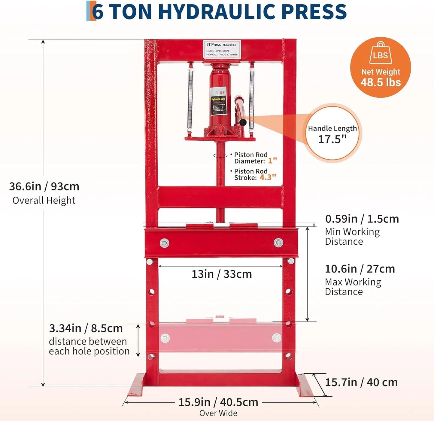 6 Ton Hydraulic Bench Workshop Press