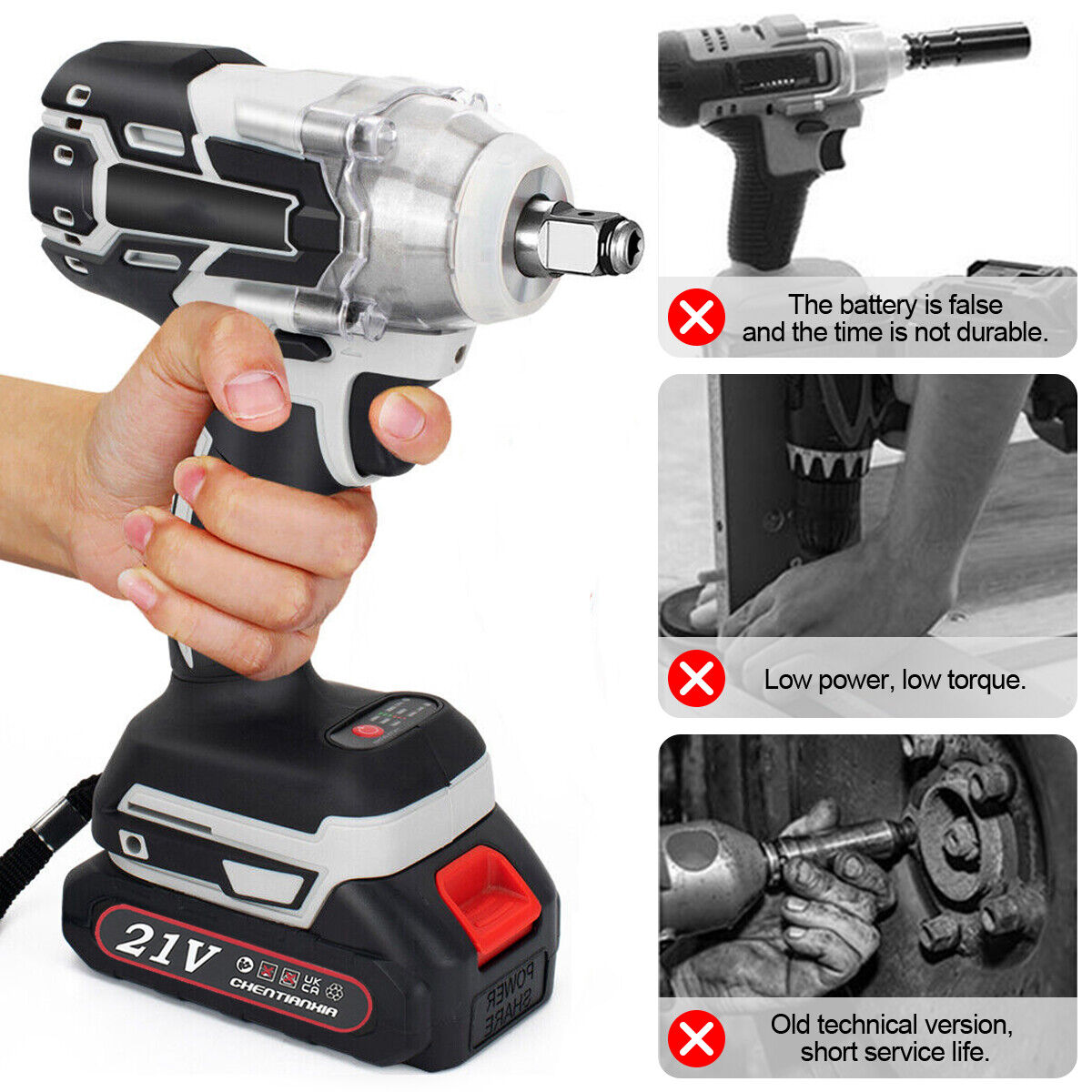 1000Nm 1/2" Cordless Electric Impact Wrench Drill Gun Ratchet Driver + Battery