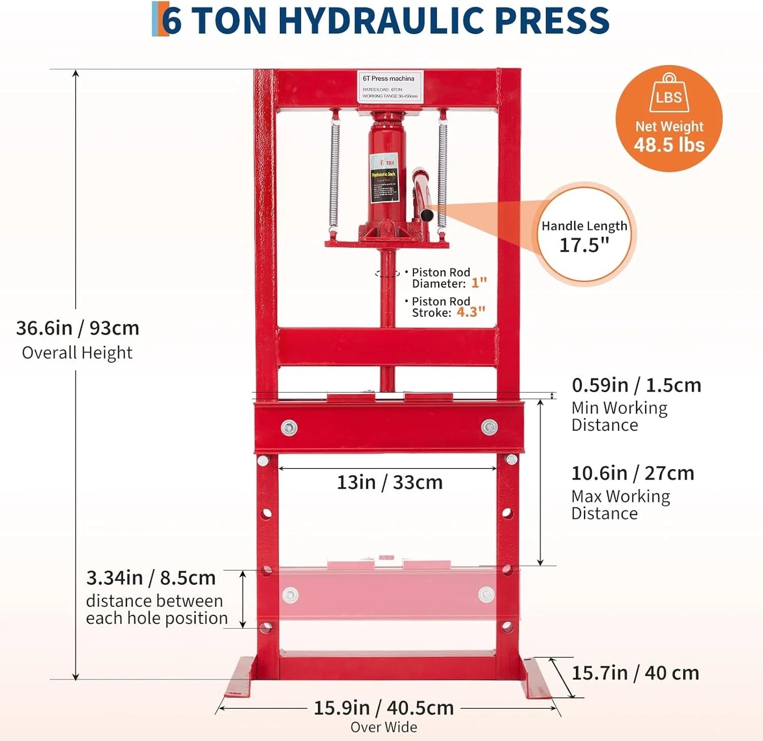 6 Ton Hydraulic Bench Workshop Press