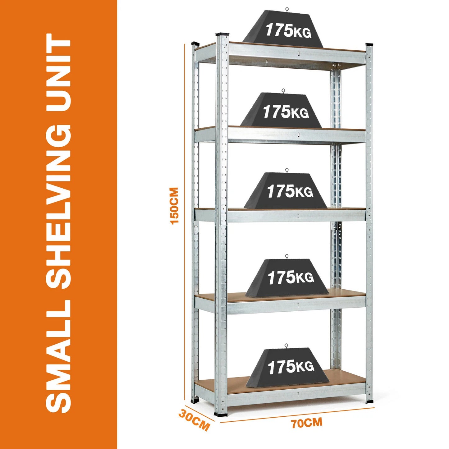 5 Tier Heavy Duty Boltless Garage Shelving Unit - 150cm