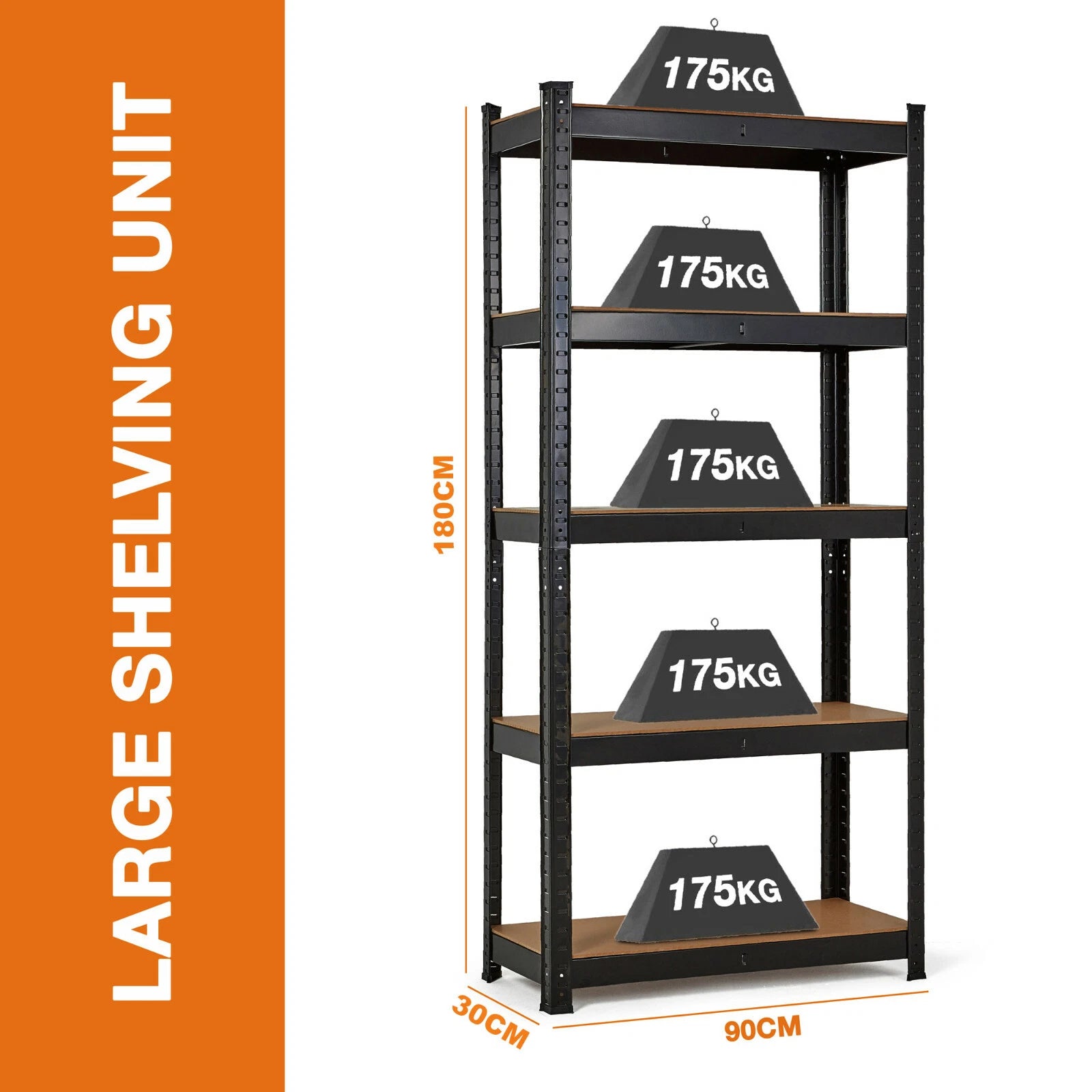 5 Tier Heavy Duty Boltless Garage Shelving Unit - 180cm