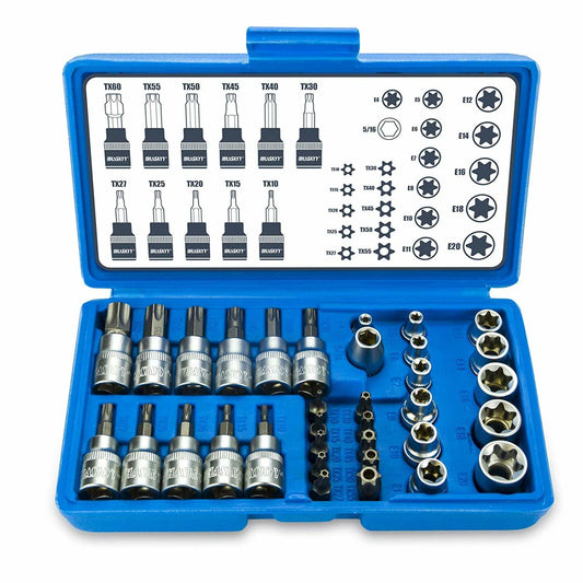 34Pcs Torx Torque Tork Star Bits Drive Male Female 3/8' Chrome Sockets Set Tool